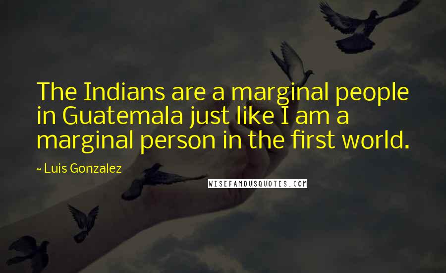 Luis Gonzalez Quotes: The Indians are a marginal people in Guatemala just like I am a marginal person in the first world.