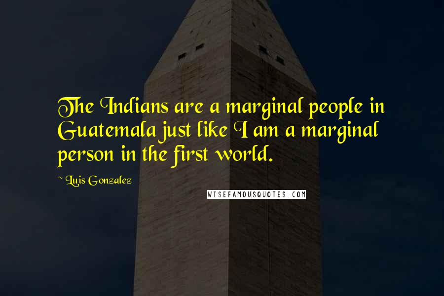 Luis Gonzalez Quotes: The Indians are a marginal people in Guatemala just like I am a marginal person in the first world.