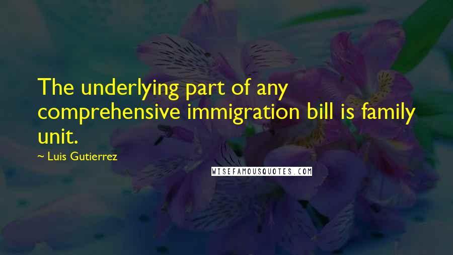 Luis Gutierrez Quotes: The underlying part of any comprehensive immigration bill is family unit.