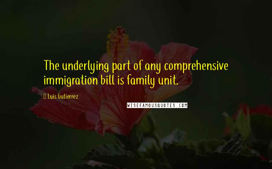 Luis Gutierrez Quotes: The underlying part of any comprehensive immigration bill is family unit.