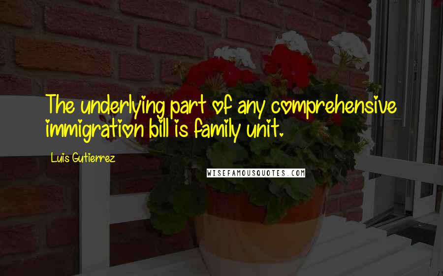 Luis Gutierrez Quotes: The underlying part of any comprehensive immigration bill is family unit.