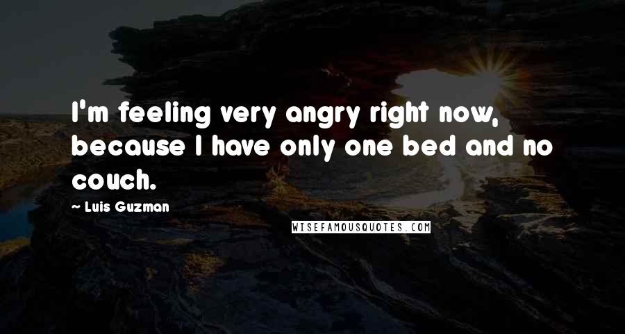 Luis Guzman Quotes: I'm feeling very angry right now, because I have only one bed and no couch.