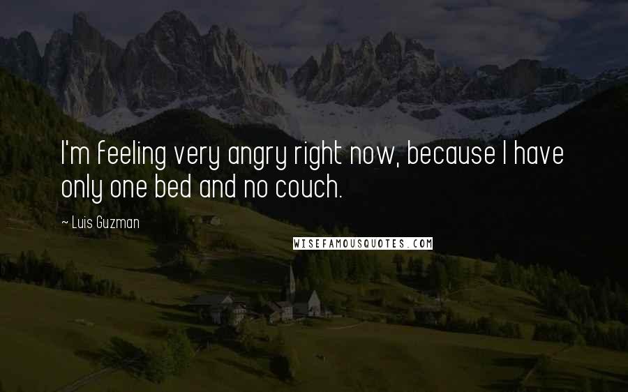 Luis Guzman Quotes: I'm feeling very angry right now, because I have only one bed and no couch.