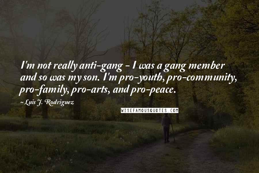 Luis J. Rodriguez Quotes: I'm not really anti-gang - I was a gang member and so was my son. I'm pro-youth, pro-community, pro-family, pro-arts, and pro-peace.