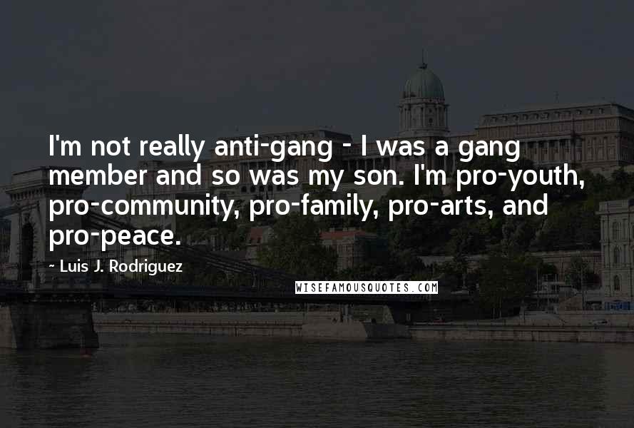 Luis J. Rodriguez Quotes: I'm not really anti-gang - I was a gang member and so was my son. I'm pro-youth, pro-community, pro-family, pro-arts, and pro-peace.