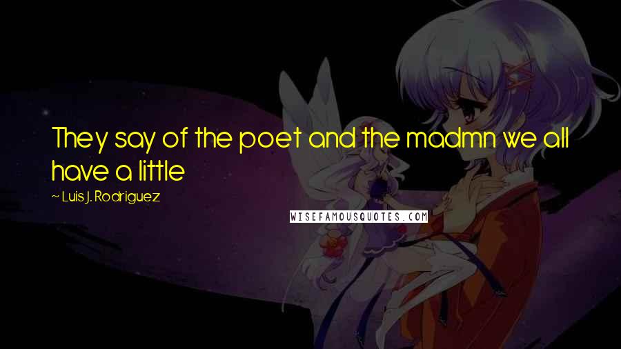 Luis J. Rodriguez Quotes: They say of the poet and the madmn we all have a little