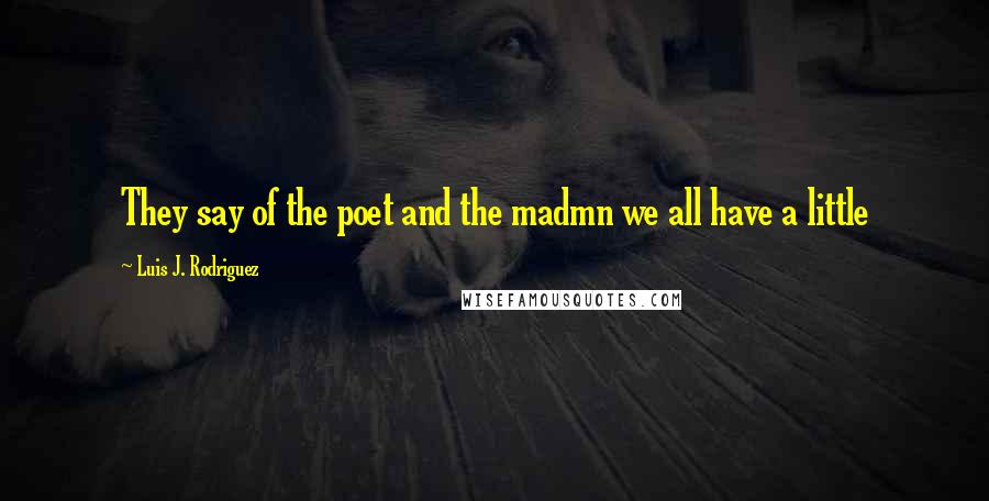 Luis J. Rodriguez Quotes: They say of the poet and the madmn we all have a little