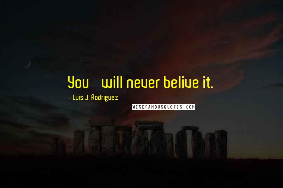 Luis J. Rodriguez Quotes: You 'will never belive it.