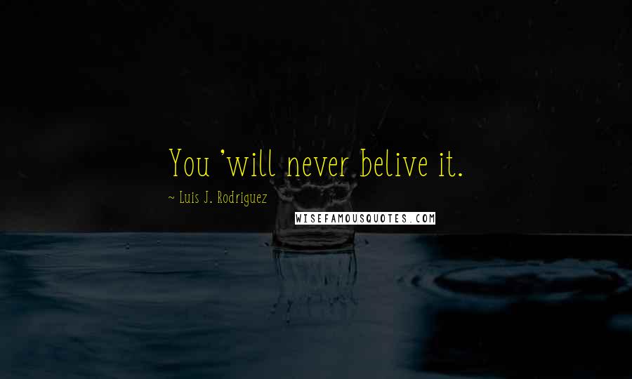 Luis J. Rodriguez Quotes: You 'will never belive it.