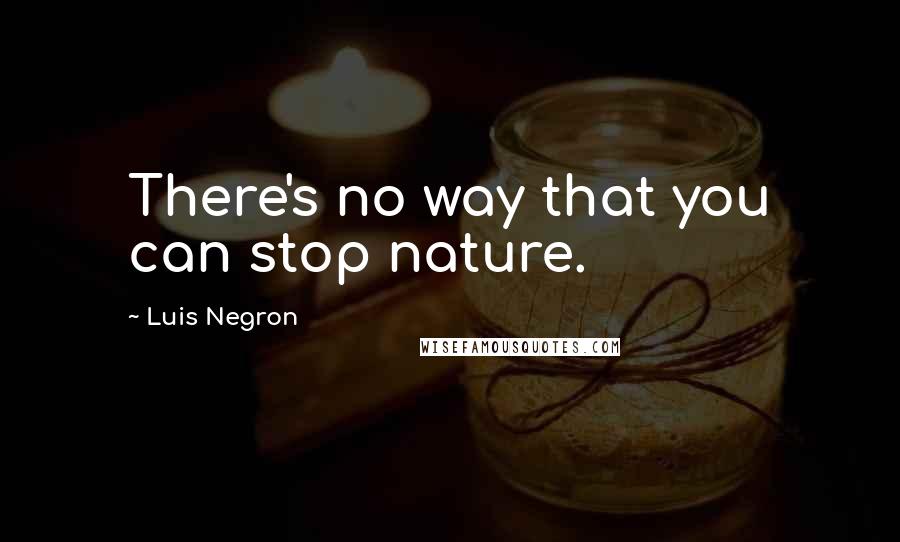 Luis Negron Quotes: There's no way that you can stop nature.