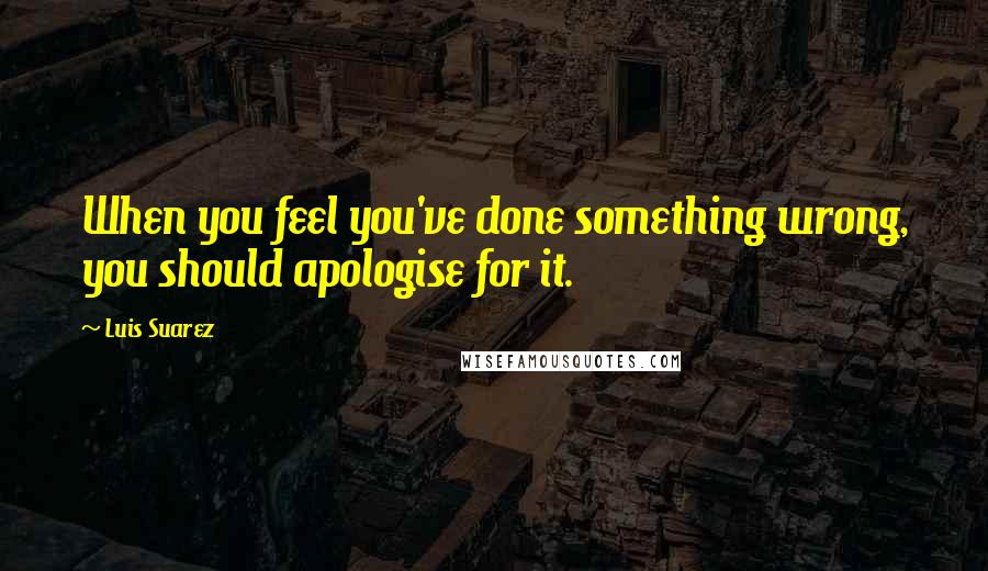 Luis Suarez Quotes: When you feel you've done something wrong, you should apologise for it.