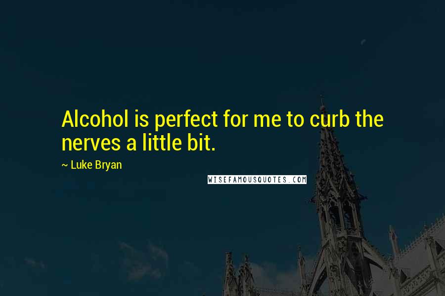 Luke Bryan Quotes: Alcohol is perfect for me to curb the nerves a little bit.