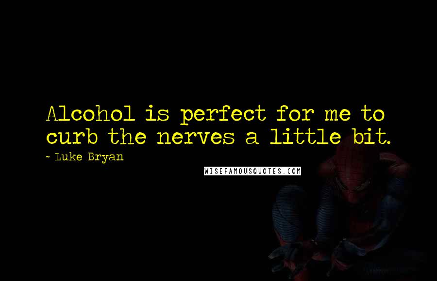 Luke Bryan Quotes: Alcohol is perfect for me to curb the nerves a little bit.