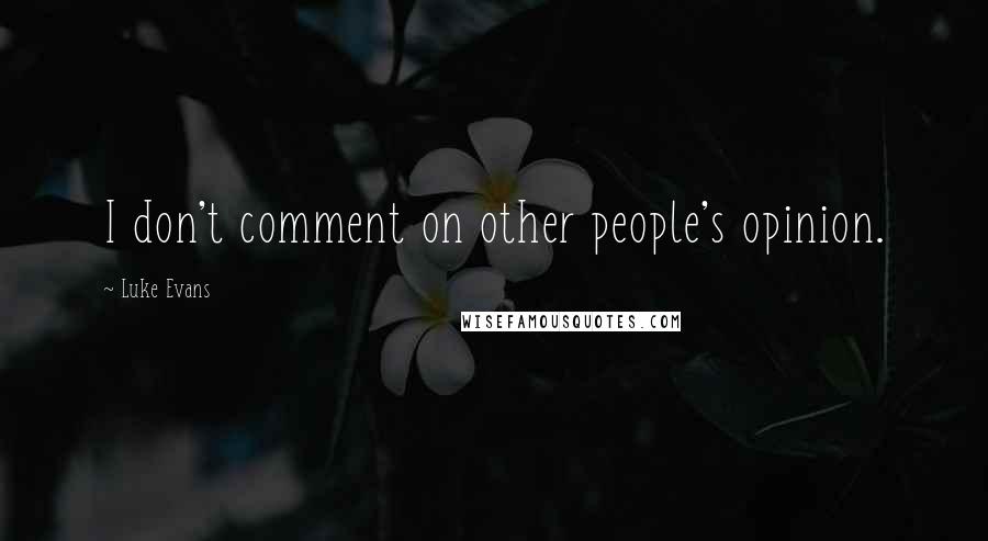 Luke Evans Quotes: I don't comment on other people's opinion.