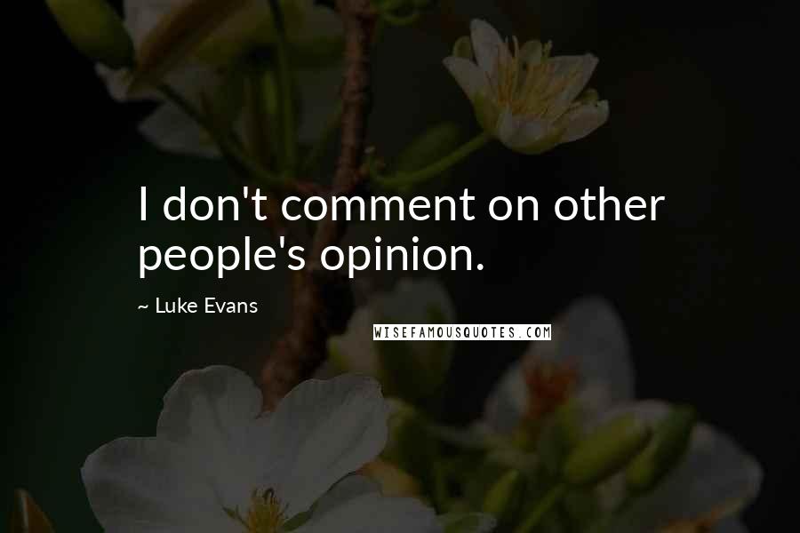 Luke Evans Quotes: I don't comment on other people's opinion.