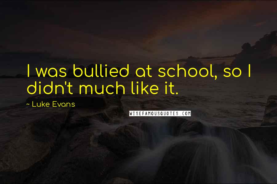 Luke Evans Quotes: I was bullied at school, so I didn't much like it.