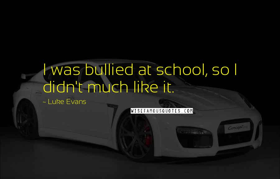 Luke Evans Quotes: I was bullied at school, so I didn't much like it.