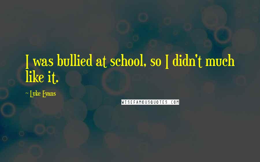 Luke Evans Quotes: I was bullied at school, so I didn't much like it.