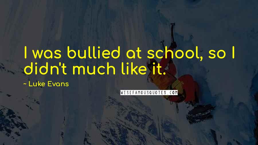 Luke Evans Quotes: I was bullied at school, so I didn't much like it.