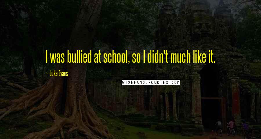 Luke Evans Quotes: I was bullied at school, so I didn't much like it.