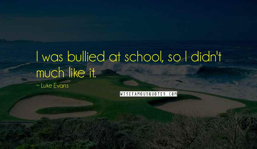 Luke Evans Quotes: I was bullied at school, so I didn't much like it.