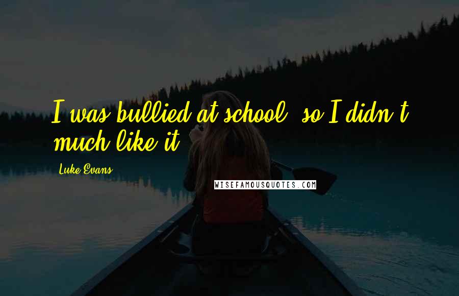 Luke Evans Quotes: I was bullied at school, so I didn't much like it.