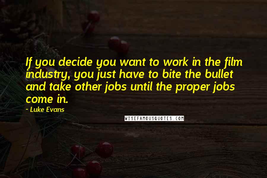 Luke Evans Quotes: If you decide you want to work in the film industry, you just have to bite the bullet and take other jobs until the proper jobs come in.