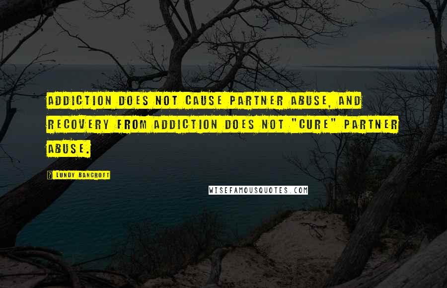 Lundy Bancroft Quotes: Addiction does not cause partner abuse, and recovery from addiction does not "cure" partner abuse.