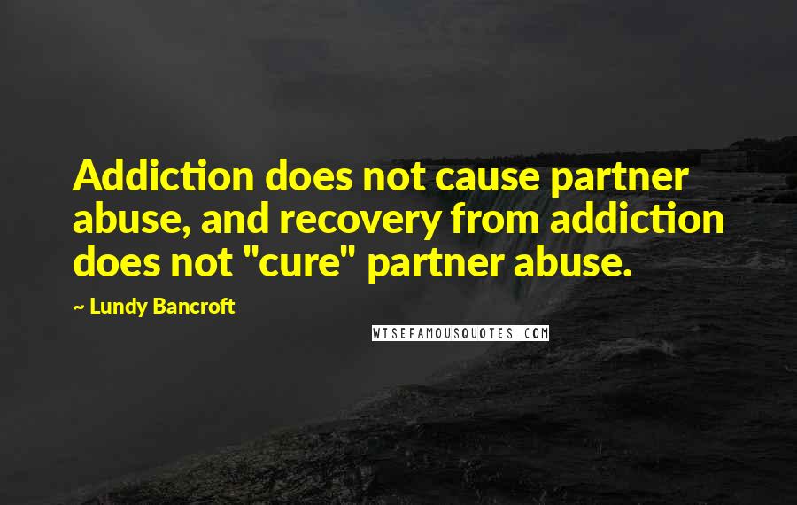 Lundy Bancroft Quotes: Addiction does not cause partner abuse, and recovery from addiction does not "cure" partner abuse.