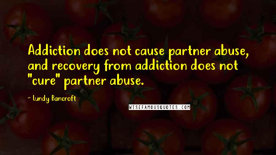 Lundy Bancroft Quotes: Addiction does not cause partner abuse, and recovery from addiction does not "cure" partner abuse.