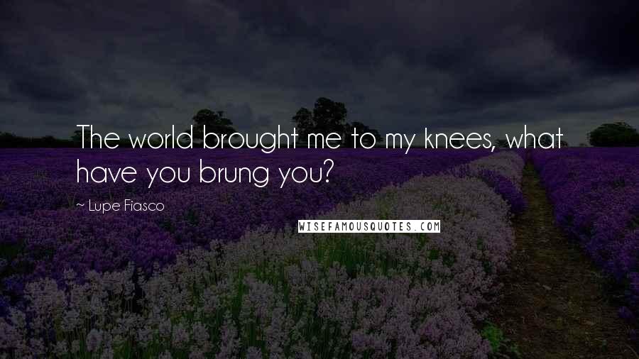 Lupe Fiasco Quotes: The world brought me to my knees, what have you brung you?