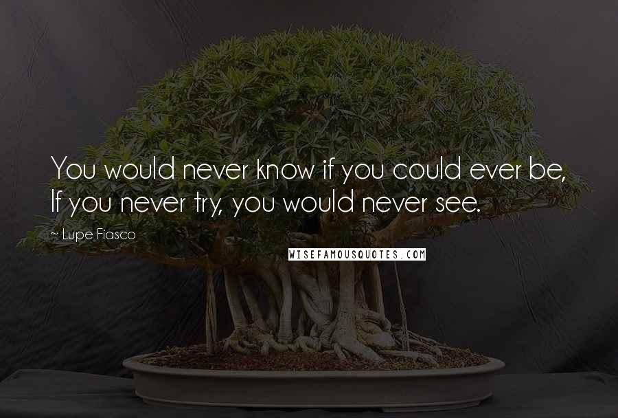 Lupe Fiasco Quotes: You would never know if you could ever be, If you never try, you would never see.