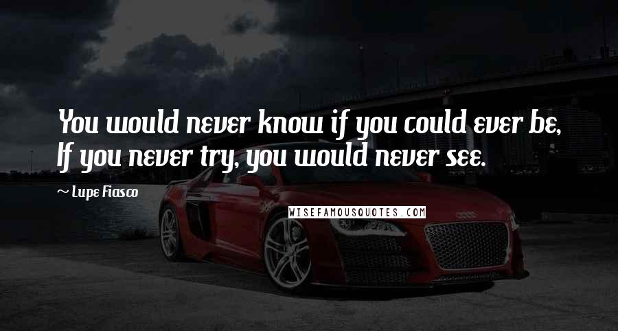Lupe Fiasco Quotes: You would never know if you could ever be, If you never try, you would never see.