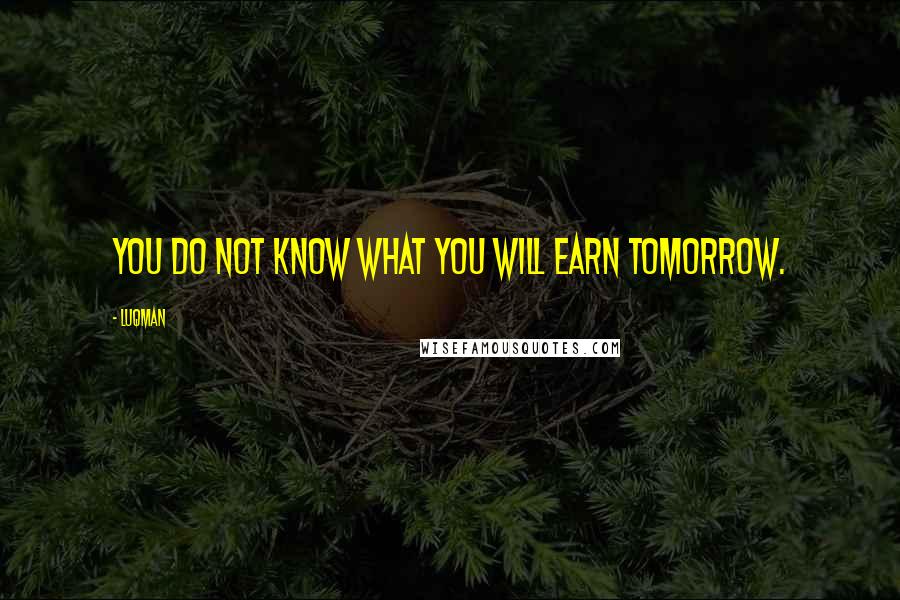 Luqman Quotes: You do not know what you will earn tomorrow.