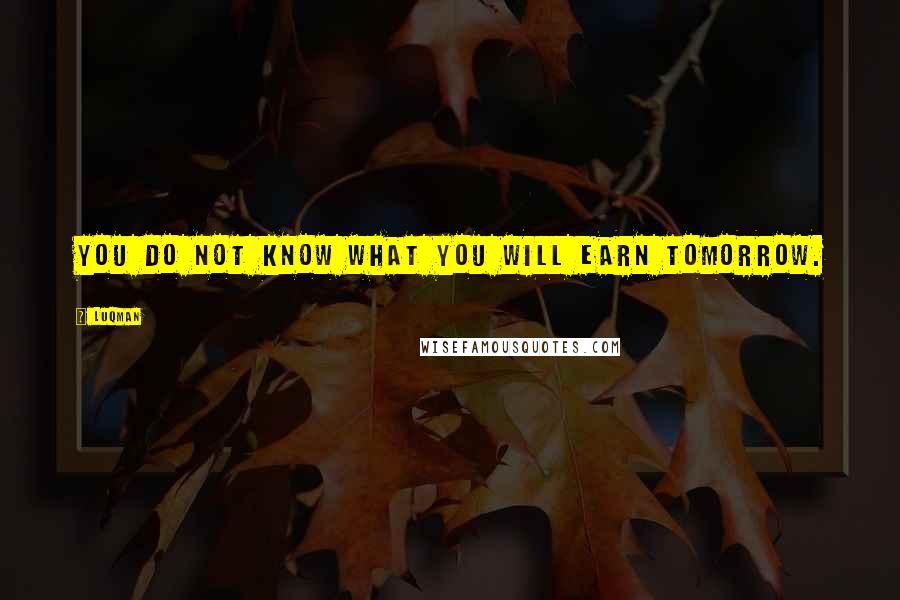 Luqman Quotes: You do not know what you will earn tomorrow.
