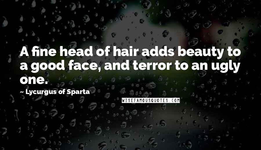 Lycurgus Of Sparta Quotes: A fine head of hair adds beauty to a good face, and terror to an ugly one.