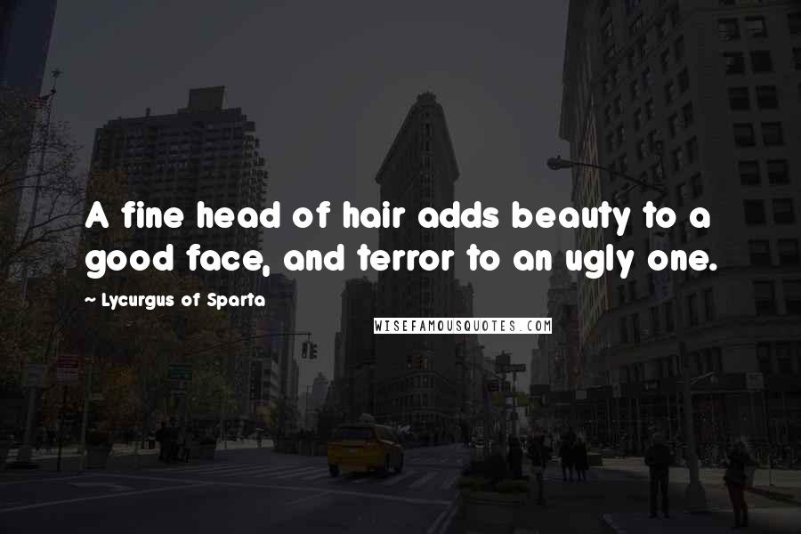 Lycurgus Of Sparta Quotes: A fine head of hair adds beauty to a good face, and terror to an ugly one.