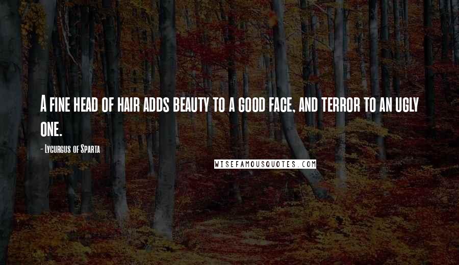 Lycurgus Of Sparta Quotes: A fine head of hair adds beauty to a good face, and terror to an ugly one.