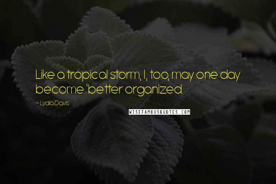 Lydia Davis Quotes: Like a tropical storm, I, too, may one day become 'better organized.