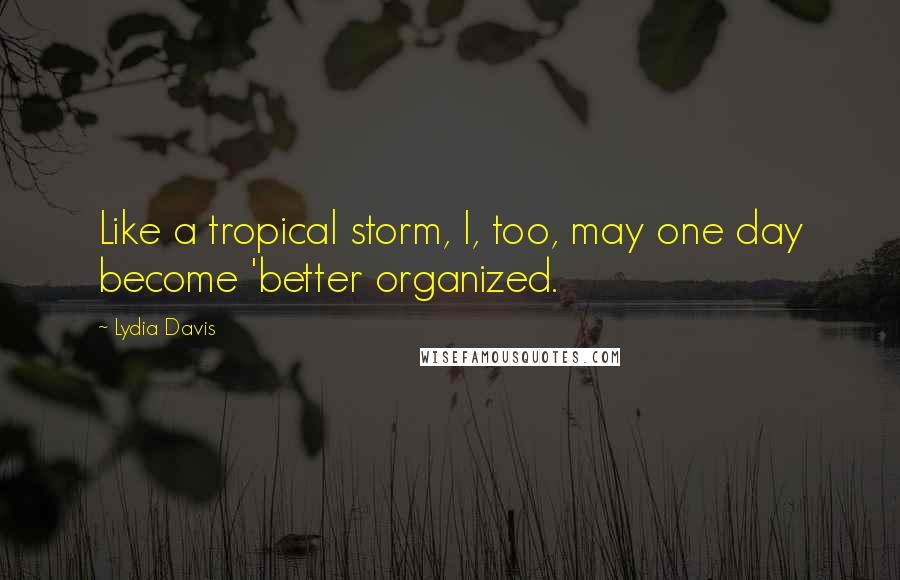 Lydia Davis Quotes: Like a tropical storm, I, too, may one day become 'better organized.