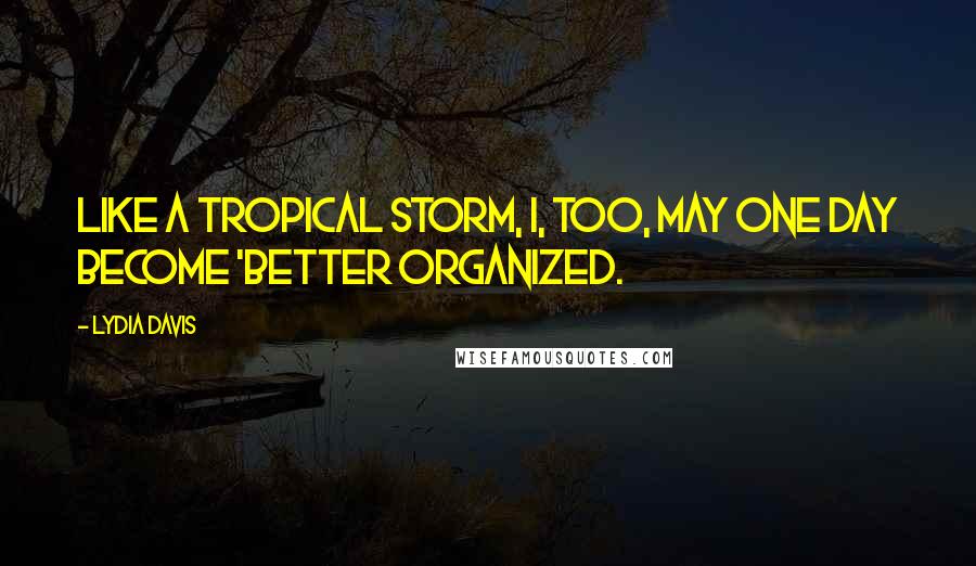 Lydia Davis Quotes: Like a tropical storm, I, too, may one day become 'better organized.