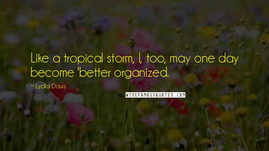 Lydia Davis Quotes: Like a tropical storm, I, too, may one day become 'better organized.