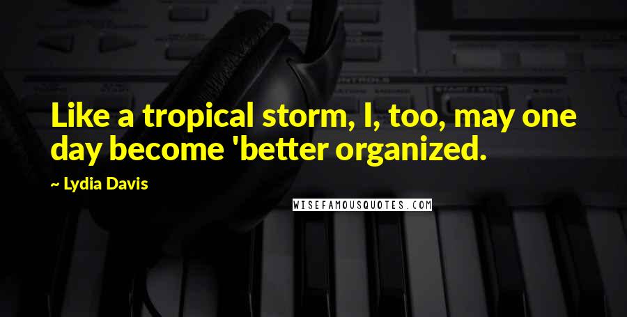 Lydia Davis Quotes: Like a tropical storm, I, too, may one day become 'better organized.