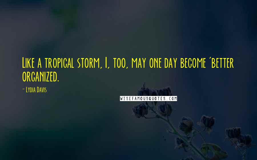 Lydia Davis Quotes: Like a tropical storm, I, too, may one day become 'better organized.