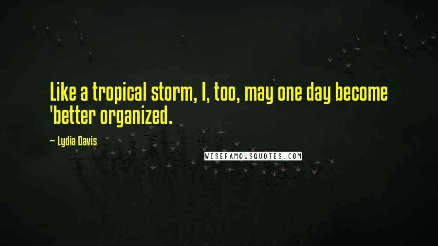 Lydia Davis Quotes: Like a tropical storm, I, too, may one day become 'better organized.