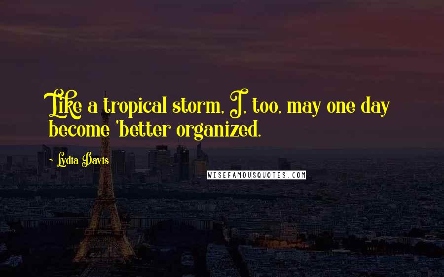 Lydia Davis Quotes: Like a tropical storm, I, too, may one day become 'better organized.