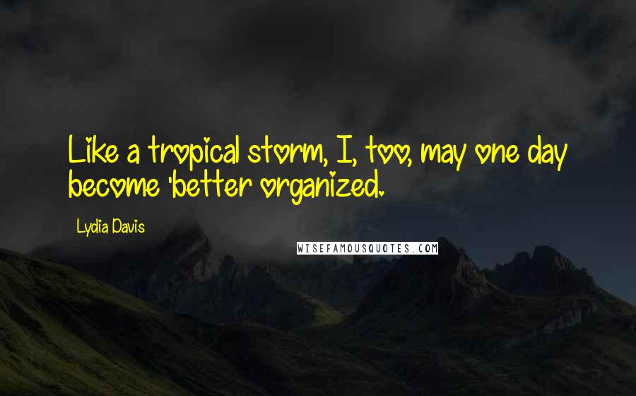 Lydia Davis Quotes: Like a tropical storm, I, too, may one day become 'better organized.