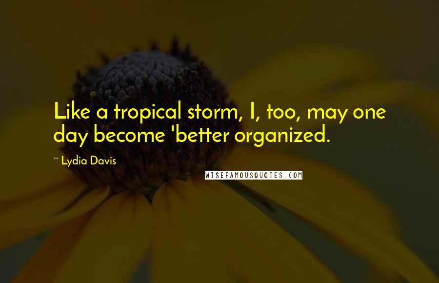 Lydia Davis Quotes: Like a tropical storm, I, too, may one day become 'better organized.