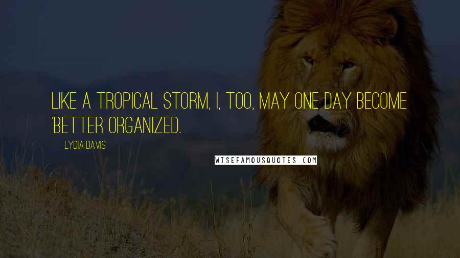 Lydia Davis Quotes: Like a tropical storm, I, too, may one day become 'better organized.