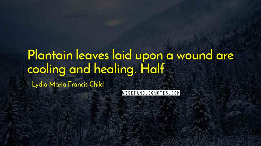 Lydia Maria Francis Child Quotes: Plantain leaves laid upon a wound are cooling and healing. Half